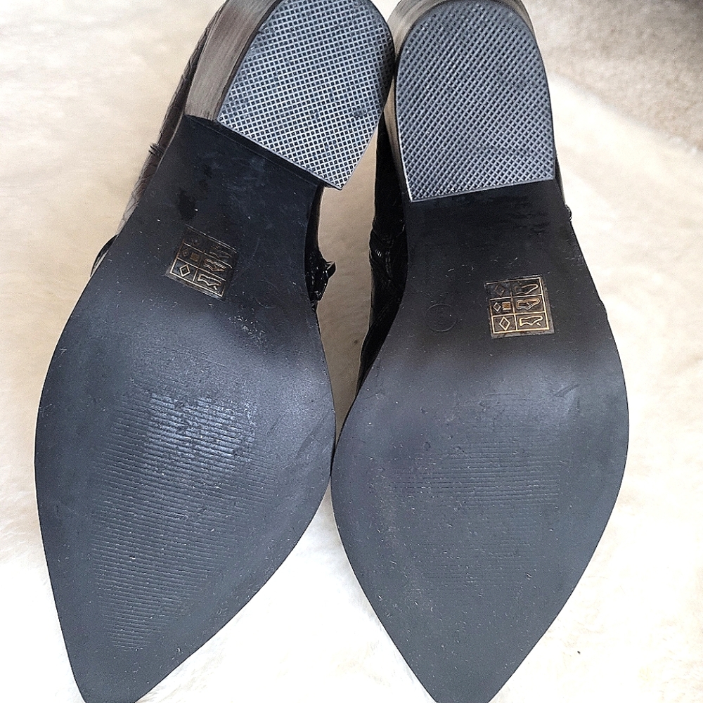 Asos Ankle Heeled Boots Black Croc In Size 9 - Picture 7 of 9
